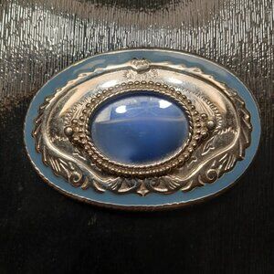 Western Style Filigree Belt Buckle. Vintage. Metal With Stone Buckle.